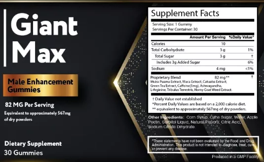 GiantMax supplement facts