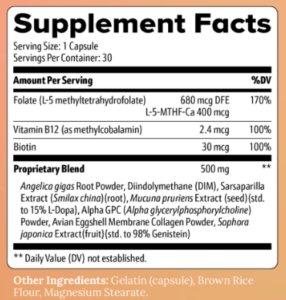 RevivaGlow Supplement Facts